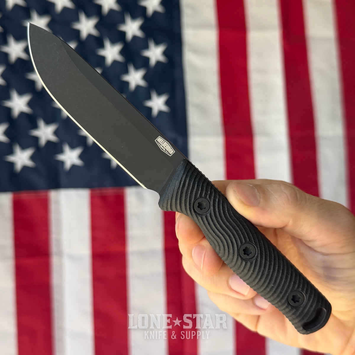 Hellbender Mudpup 4, 3.75" CPM-MagnaCut Drop Point, Black Cerakote, Black G10, Kydex Sheath, Made in USA (HB-MUDPUP4-BLK-BLK-KY)