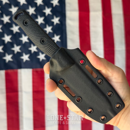 Hellbender Mudpup 4, 3.75" CPM-MagnaCut Drop Point, Black Cerakote, Black G10, Kydex Sheath, Made in USA (HB-MUDPUP4-BLK-BLK-KY)