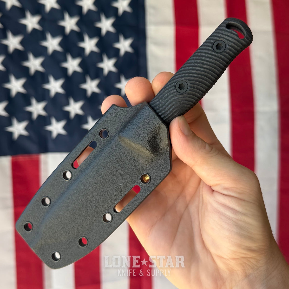 Hellbender Mudpup 4, 3.75" CPM-MagnaCut Drop Point, Black Cerakote, Black G10, Kydex Sheath, Made in USA (HB-MUDPUP4-BLK-BLK-KY)