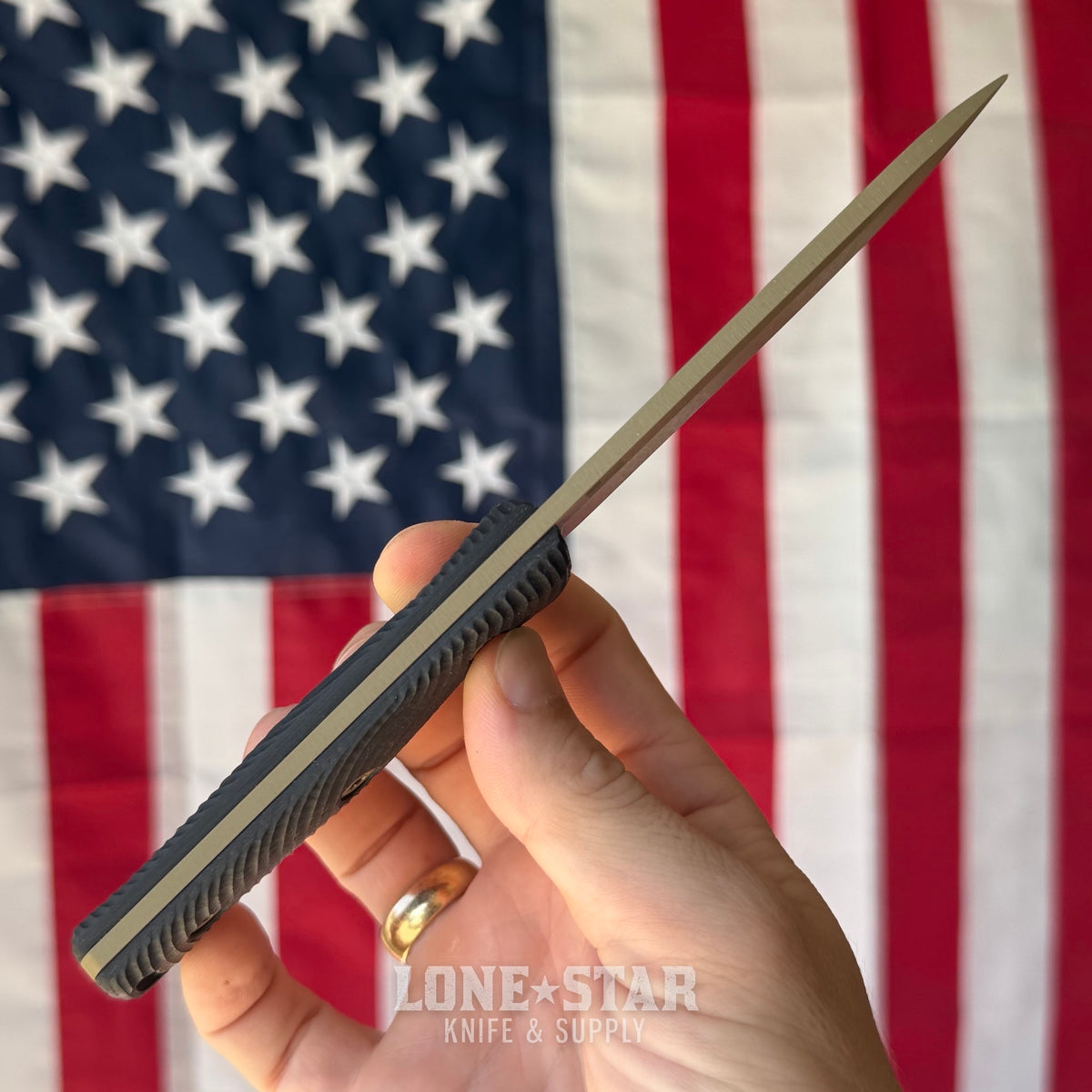 Hellbender Mudpup 4, 3.75" CPM-MagnaCut Drop Point, Coyote Cerakote, Black G10, Leather Sheath, Made in USA (HB-MUDPUP4-COY-BLK-LTHR)
