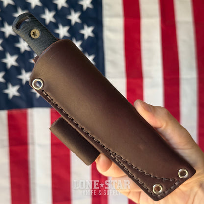 Hellbender Mudpup 4, 3.75" CPM-MagnaCut Drop Point, Coyote Cerakote, Black G10, Leather Sheath, Made in USA (HB-MUDPUP4-COY-BLK-LTHR)