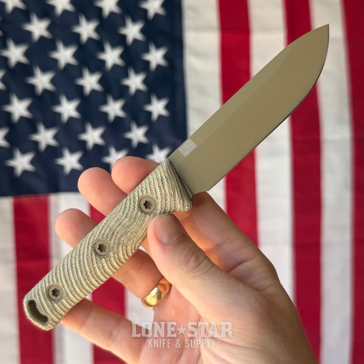 Hellbender Mudpup 4, 3.75" CPM-MagnaCut Drop Point, Coyote Cerakote, OD Green Canvas Micarta, Kydex Sheath, Made in USA (HB-MUDPUP4-COY-OD-KY)