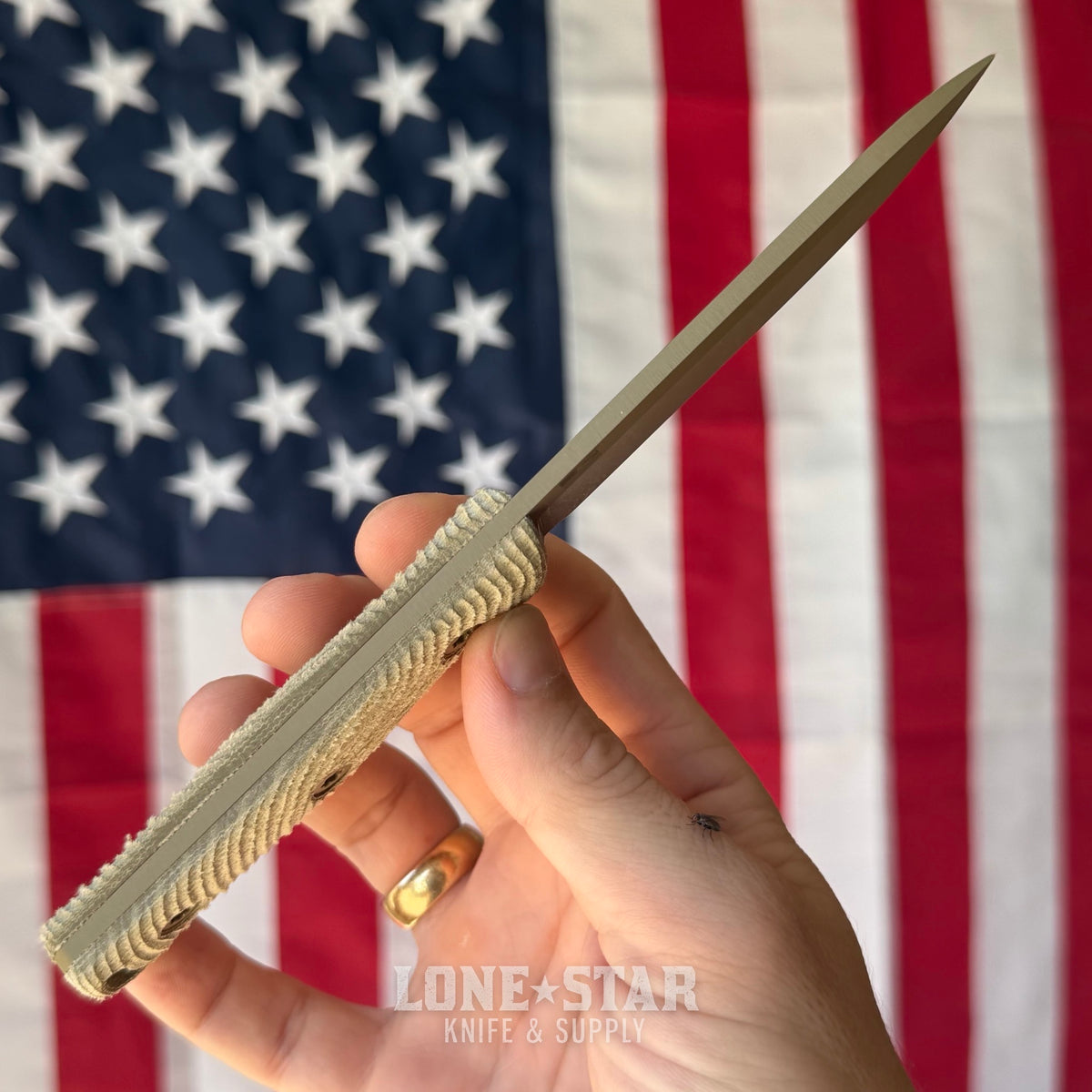 Hellbender Mudpup 4, 3.75" CPM-MagnaCut Drop Point, Coyote Cerakote, OD Green Canvas Micarta, Kydex Sheath, Made in USA (HB-MUDPUP4-COY-OD-KY)