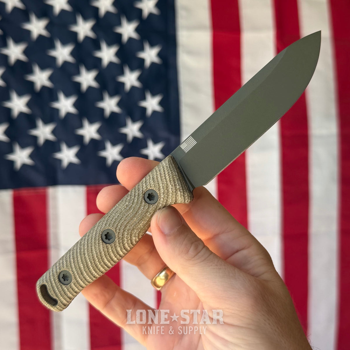 Hellbender Mudpup 4, 3.75" CPM-MagnaCut Drop Point, OD Green Cerakote, OD Green Canvas Micarta, Leather Sheath, Made in USA (HB-MUDPUP4-OD-OD-LTHR)