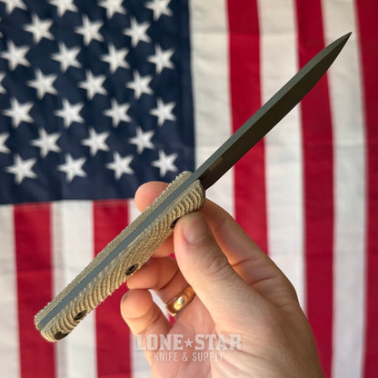 Hellbender Mudpup 4, 3.75" CPM-MagnaCut Drop Point, OD Green Cerakote, OD Green Canvas Micarta, Leather Sheath, Made in USA (HB-MUDPUP4-OD-OD-LTHR)
