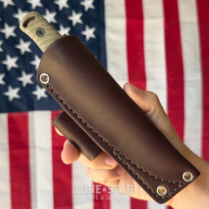 Hellbender Mudpup 4, 3.75" CPM-MagnaCut Drop Point, OD Green Cerakote, OD Green Canvas Micarta, Leather Sheath, Made in USA (HB-MUDPUP4-OD-OD-LTHR)