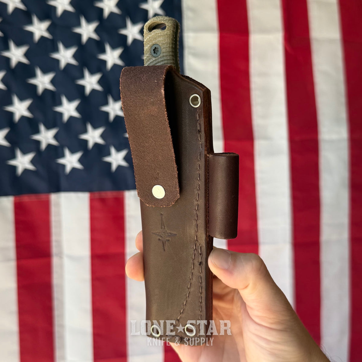 Hellbender Mudpup 4, 3.75" CPM-MagnaCut Drop Point, OD Green Cerakote, OD Green Canvas Micarta, Leather Sheath, Made in USA (HB-MUDPUP4-OD-OD-LTHR)