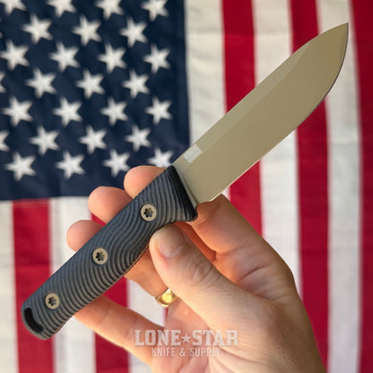 Hellbender Mudpup 4, 3.75" CPM-MagnaCut Drop Point, Coyote Cerakote, Black G10, Kydex Sheath, Made in USA (HB-MUDPUP4-COY-BLK-KY)
