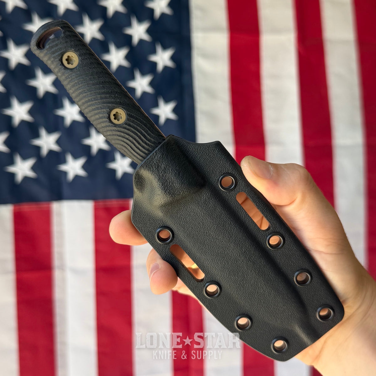 Hellbender Mudpup 4, 3.75" CPM-MagnaCut Drop Point, Coyote Cerakote, Black G10, Kydex Sheath, Made in USA (HB-MUDPUP4-COY-BLK-KY)