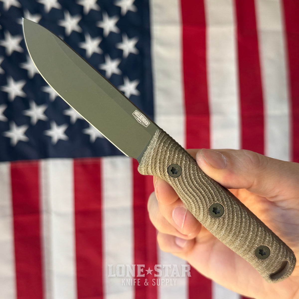 Hellbender Mudpup 4, 3.75" CPM-MagnaCut Drop Point, OD Green Cerakote, OD Green Canvas Micarta, Kydex Sheath, Made in USA (HB-MUDPUP4-OD-OD-KY)