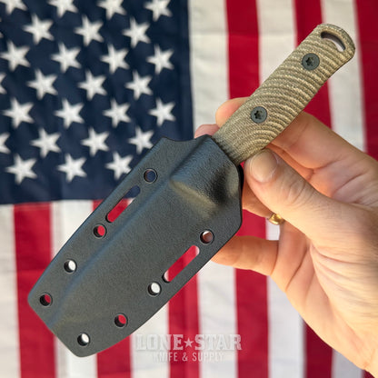Hellbender Mudpup 4, 3.75" CPM-MagnaCut Drop Point, OD Green Cerakote, OD Green Canvas Micarta, Kydex Sheath, Made in USA (HB-MUDPUP4-OD-OD-KY)
