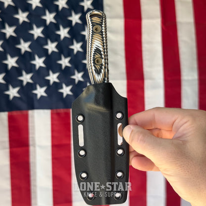 Hellbender Mudpup 4, 3.75" CPM-MagnaCut Drop Point, Coyote Cerakote, Multicolored G10, Kydex Sheath, Made in USA (HB-MUDPUP4-COY-TRI-KY)