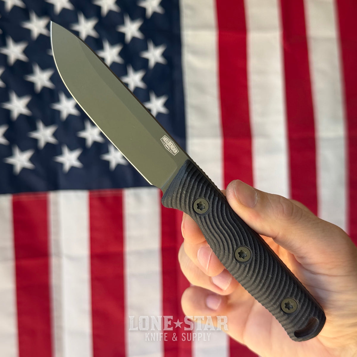 Hellbender Mudpup 4, 3.75" CPM-MagnaCut Drop Point, OD Green Cerakote, Black G10, Kydex Sheath, Made in USA (HB-MUDPUP4-OD-BLK-KY)