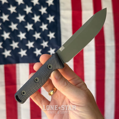 Hellbender Mudpup 4, 3.75" CPM-MagnaCut Drop Point, OD Green Cerakote, Black G10, Kydex Sheath, Made in USA (HB-MUDPUP4-OD-BLK-KY)