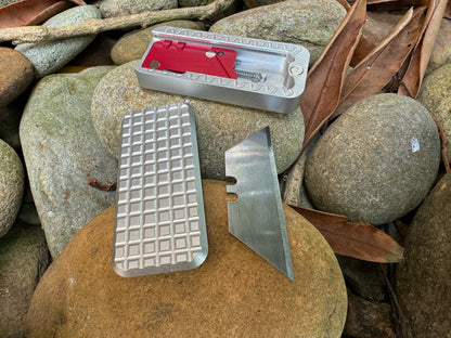 Rivery MFG Zero Utility Knife – Grenade Pattern, 6061 Aluminum, Retractable Blade – Made in USA