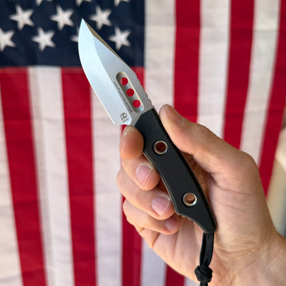 Heretic Knives Kobold Fixed Blade Knife, Black G10, Stonewash MagnaCut Blade, 2.8″, Made in USA (H065-2A-BLK-G10)