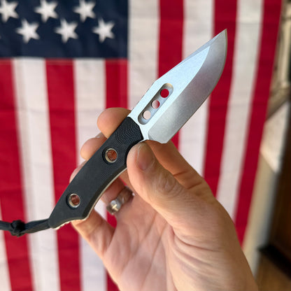 Heretic Knives Kobold Fixed Blade Knife, Black G10, Stonewash MagnaCut Blade, 2.8″, Made in USA (H065-2A-BLK-G10)