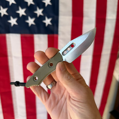 Heretic Knives Kobold Fixed Blade Knife, OD Green G10, Stonewash MagnaCut Blade, 2.8″, Made in USA (H065-2A-OD-G10)
