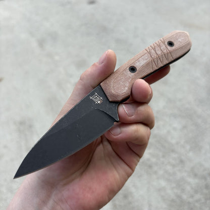 Lynch Blades Sparrow Seven Brown X Micarta Service Black CPM 154 Fixed Blade