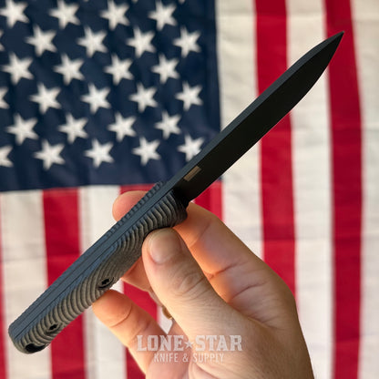 Hellbender Mudpup 4, 3.75" CPM-MagnaCut Drop Point, Black Cerakote, Black G10, Leather Sheath, Made in USA (HB-MUDPUP4-BLK-BLK-LTHR)
