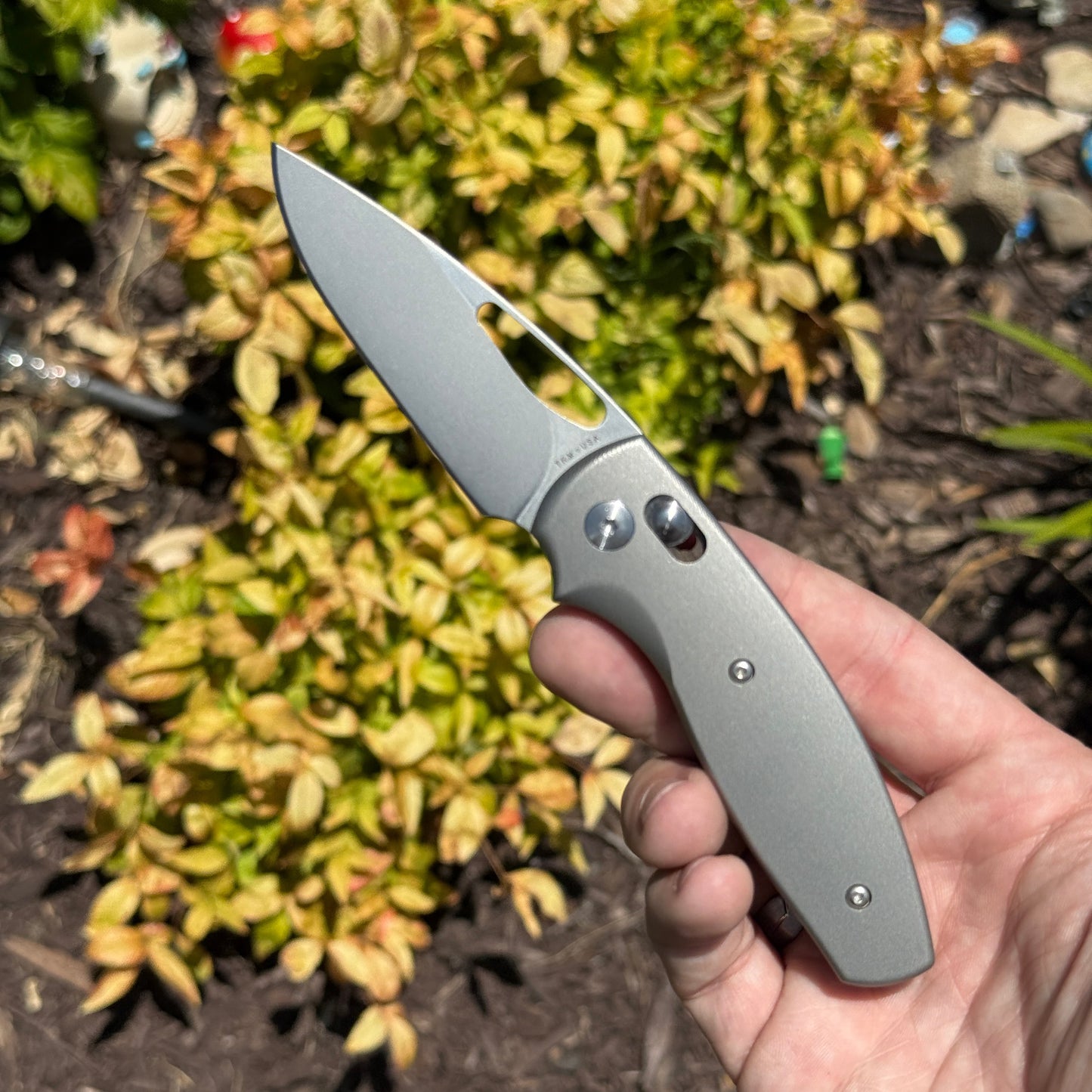 Bulldog Knife – 2.9″ 20CV Stonewash Blade, Titanium Frame, River‑LOK – Made in USA (Bulldog Rev. B)