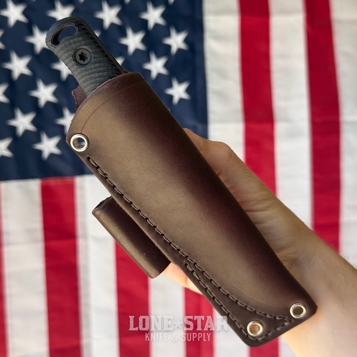 Hellbender Mudpup 4, 3.75" CPM-MagnaCut Drop Point, Black Cerakote, Black G10, Leather Sheath, Made in USA (HB-MUDPUP4-BLK-BLK-LTHR)