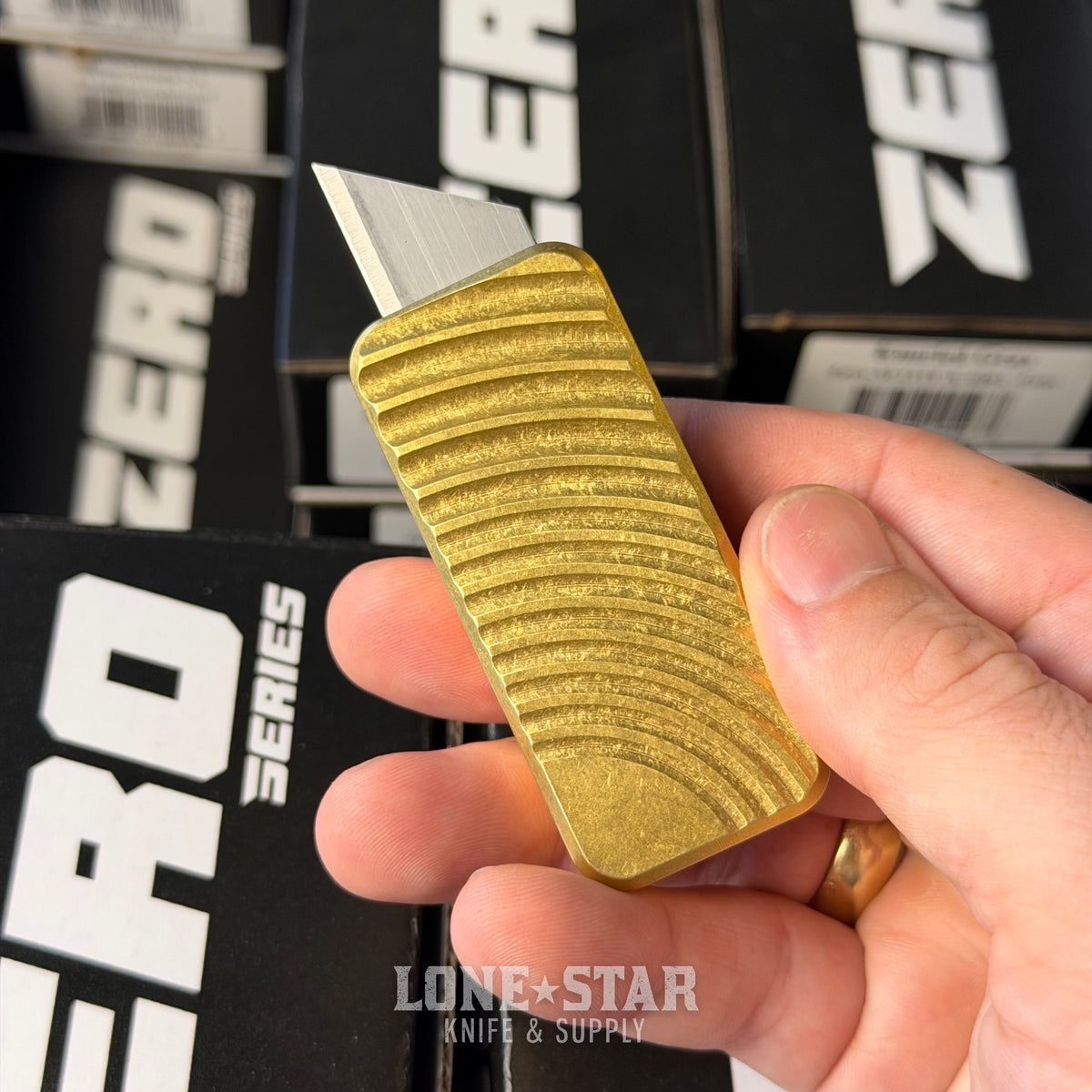 Rivery MFG Zero V2 Utility Knife, Original Pattern, Solid Brass - Made in USA (RIV-ZERO-V2-ORIG-BRASS)