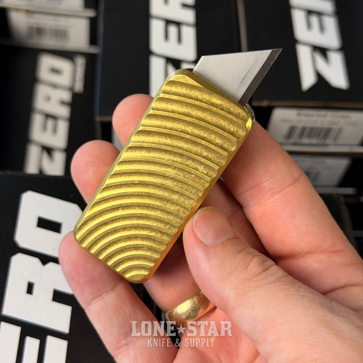 Rivery MFG Zero V2 Utility Knife, Original Pattern, Solid Brass - Made in USA (RIV-ZERO-V2-ORIG-BRASS)