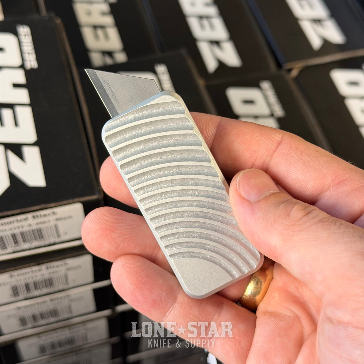 Rivery MFG Zero V2 Utility Knife, Original Pattern, Gray, 6061 Aluminum - Made in USA (RIV-ZERO-V2-ORIG-GRAY)