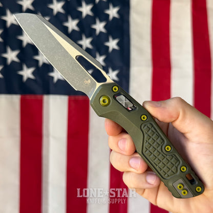 The Back Door: Microtech MSI Ram Lok Full Size - 3.9" M390MK Sheepsfoot, Distressed Grenade Green Aluminum - Made in USA (MCT21010FRDGGU25) (Trade In)