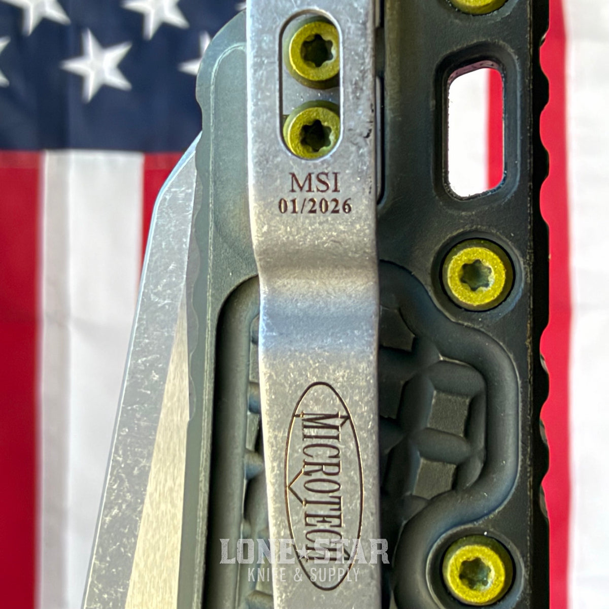 The Back Door: Microtech MSI Ram Lok Full Size - 3.9" M390MK Sheepsfoot, Distressed Grenade Green Aluminum - Made in USA (MCT21010FRDGGU25) (Trade In)