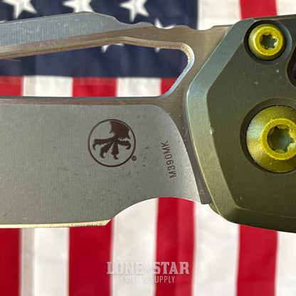 The Back Door: Microtech MSI Ram Lok Full Size - 3.9" M390MK Sheepsfoot, Distressed Grenade Green Aluminum - Made in USA (MCT21010FRDGGU25) (Trade In)