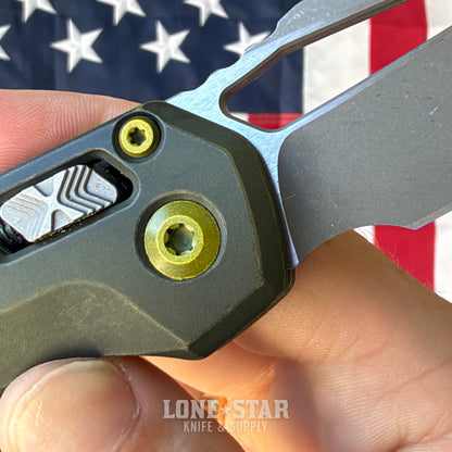 The Back Door: Microtech MSI Ram Lok Full Size - 3.9" M390MK Sheepsfoot, Distressed Grenade Green Aluminum - Made in USA (MCT21010FRDGGU25) (Trade In)