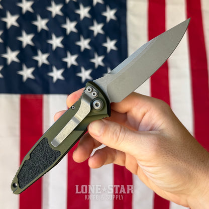 The Back Door: Microtech Socom Elite Auto S/E - 3.98" M390 Apocalyptic, Woodlands Green - Made in USA (MCT160A10APWL) (Trade In)