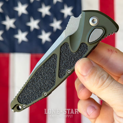 The Back Door: Microtech Socom Elite Auto S/E - 3.98" M390 Apocalyptic, Woodlands Green - Made in USA (MCT160A10APWL) (Trade In)