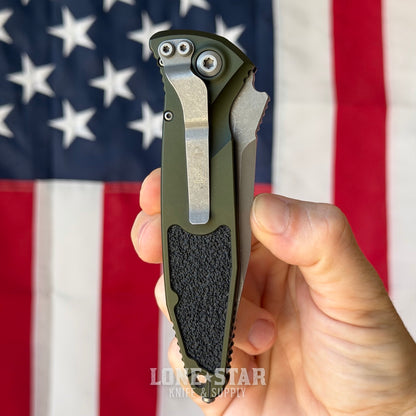 The Back Door: Microtech Socom Elite Auto S/E - 3.98" M390 Apocalyptic, Woodlands Green - Made in USA (MCT160A10APWL) (Trade In)