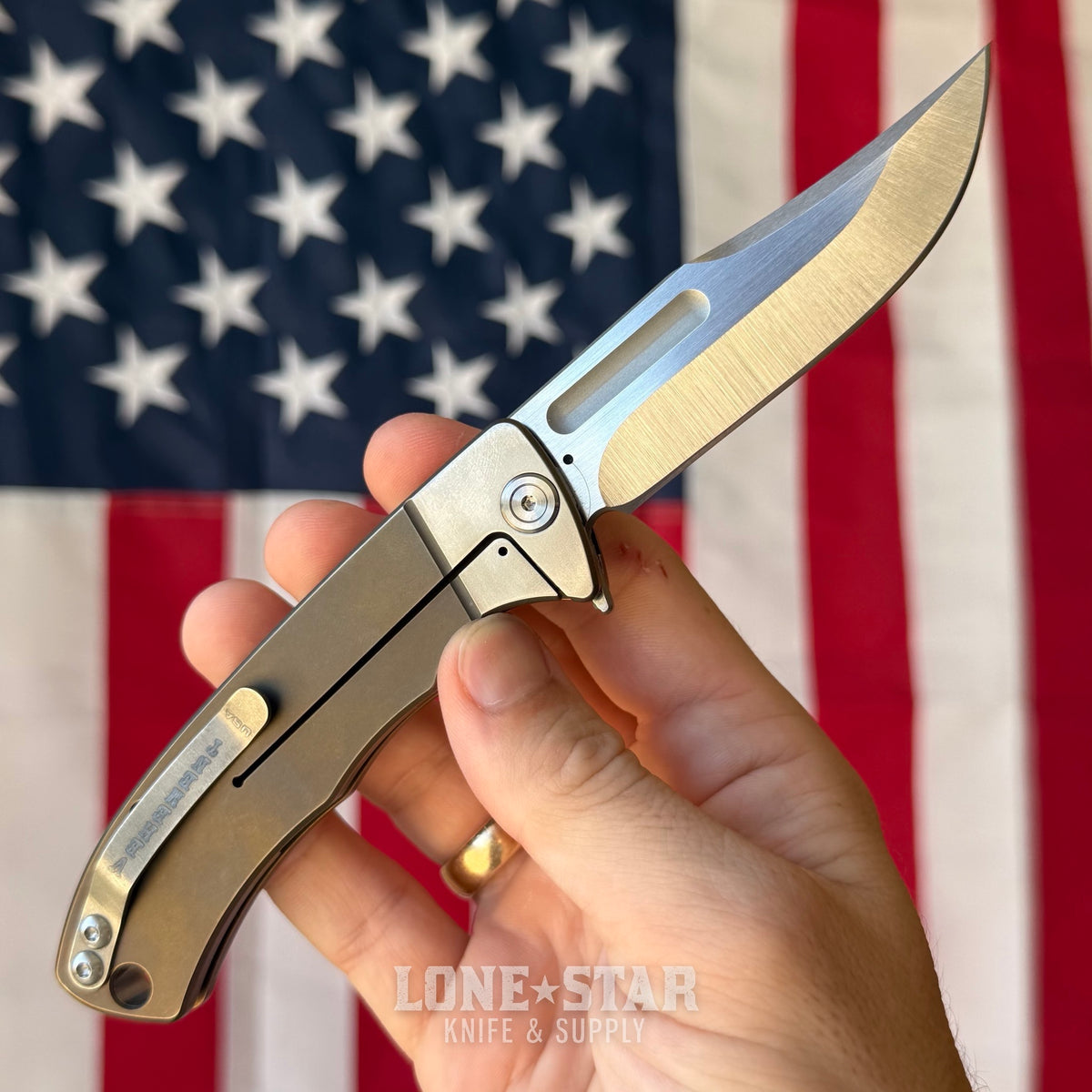 The Back Door: Vehement Knives Mongrel Flipper - 3.4" CPM-3V, Titanium - Made in USA (Trade In)