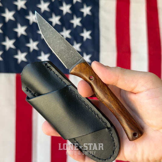 The Back Door: K&G Edge Field Surgeon Fixed Blade - Wood Handle, Leather Sheath, Brand New (Trade In)