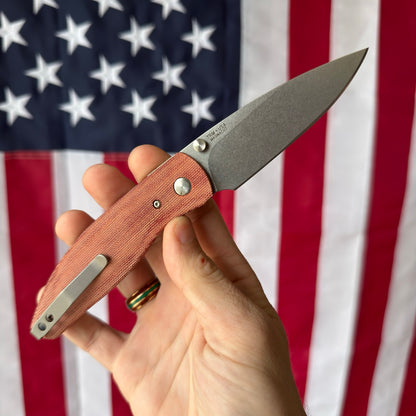 The Back Door: TRM ATOM LL - Autumn Orange Micarta 3D Contoured Smooth, MagnaCut Blade (Return)