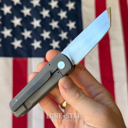 The Back Door: Old Dominion Knifeworks Custom Gent Front Flipper - 3", Bronze Weave Carbon Fiber - Made in USA (Trade In)