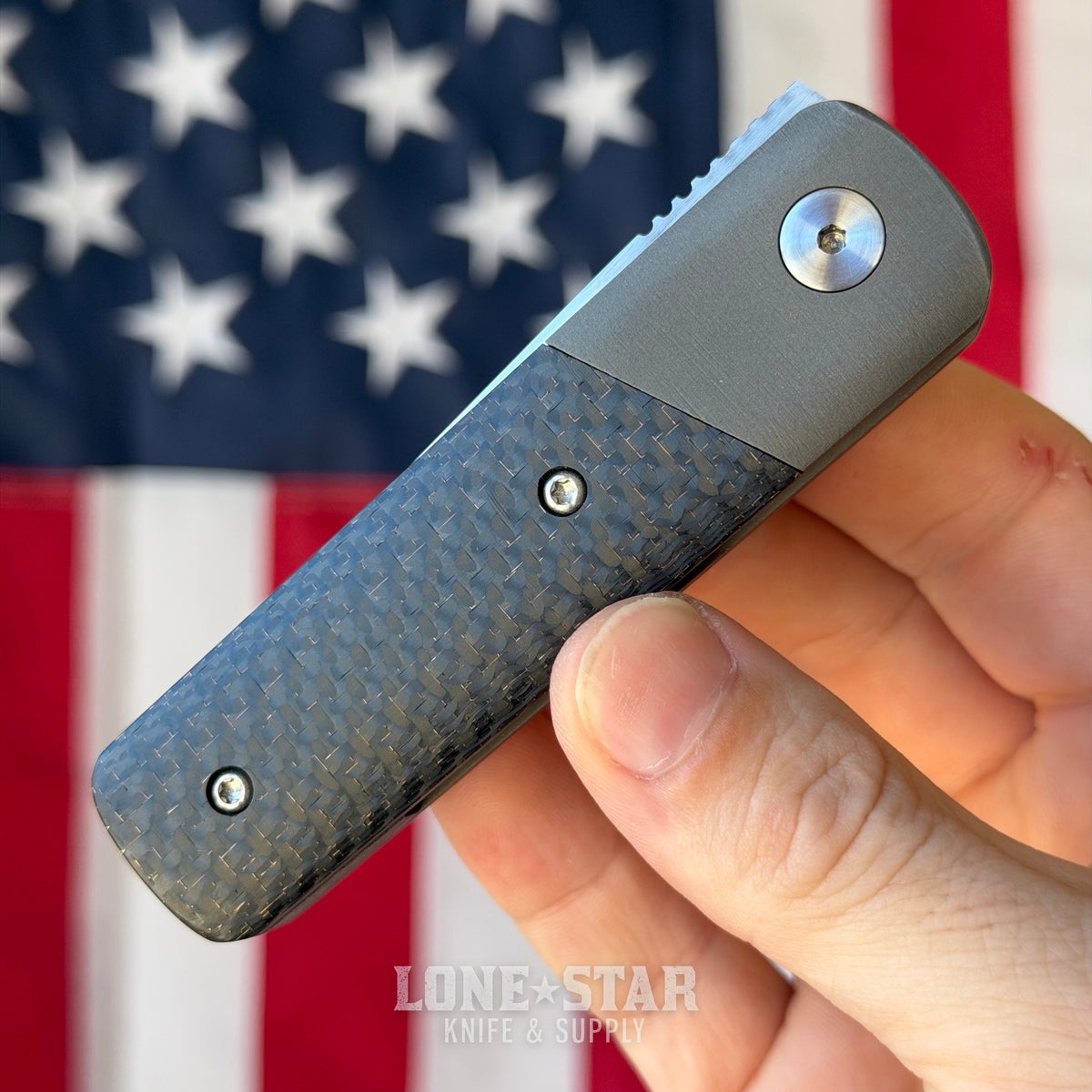 The Back Door: Old Dominion Knifeworks Custom Gent Front Flipper - 3", Bronze Weave Carbon Fiber - Made in USA (Trade In)