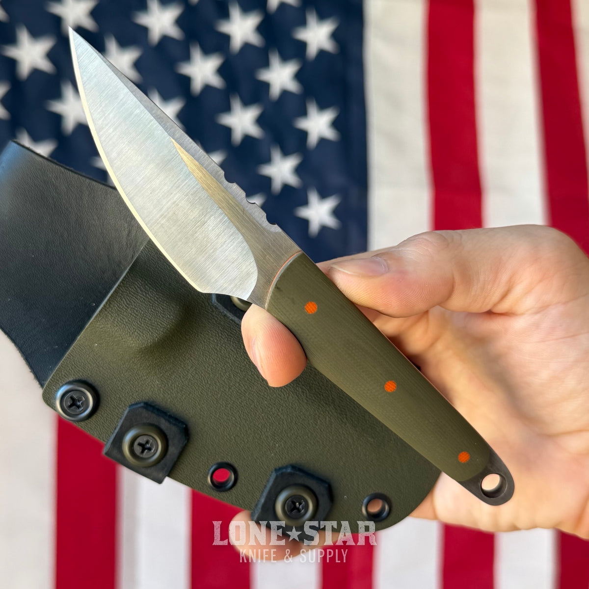 The Back Door: Old Dominion Knifeworks 2.5 EDC Fixed Blade - 3" Nitro-V, OD Green G10 - Made in USA (Trade In)