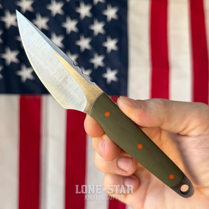The Back Door: Old Dominion Knifeworks 2.5 EDC Fixed Blade - 3" Nitro-V, OD Green G10 - Made in USA (Trade In)