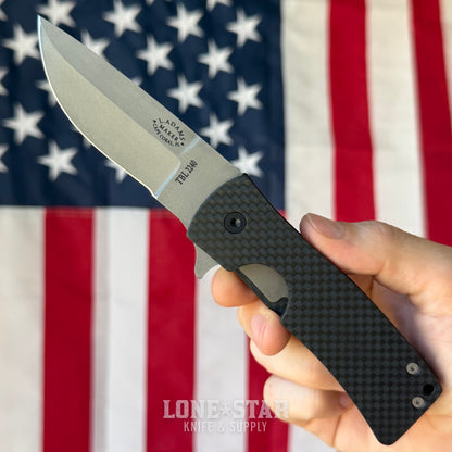 The Back Door: Les Adams EOD Flipper - 3.4" 154CM, Carbon Fiber, Separated Backspacer - Made in USA (Trade In)