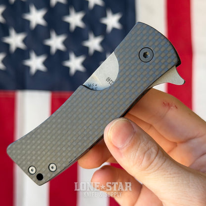 The Back Door: Les Adams EOD Flipper - 3.4" 154CM, Carbon Fiber, Separated Backspacer - Made in USA (Trade In)