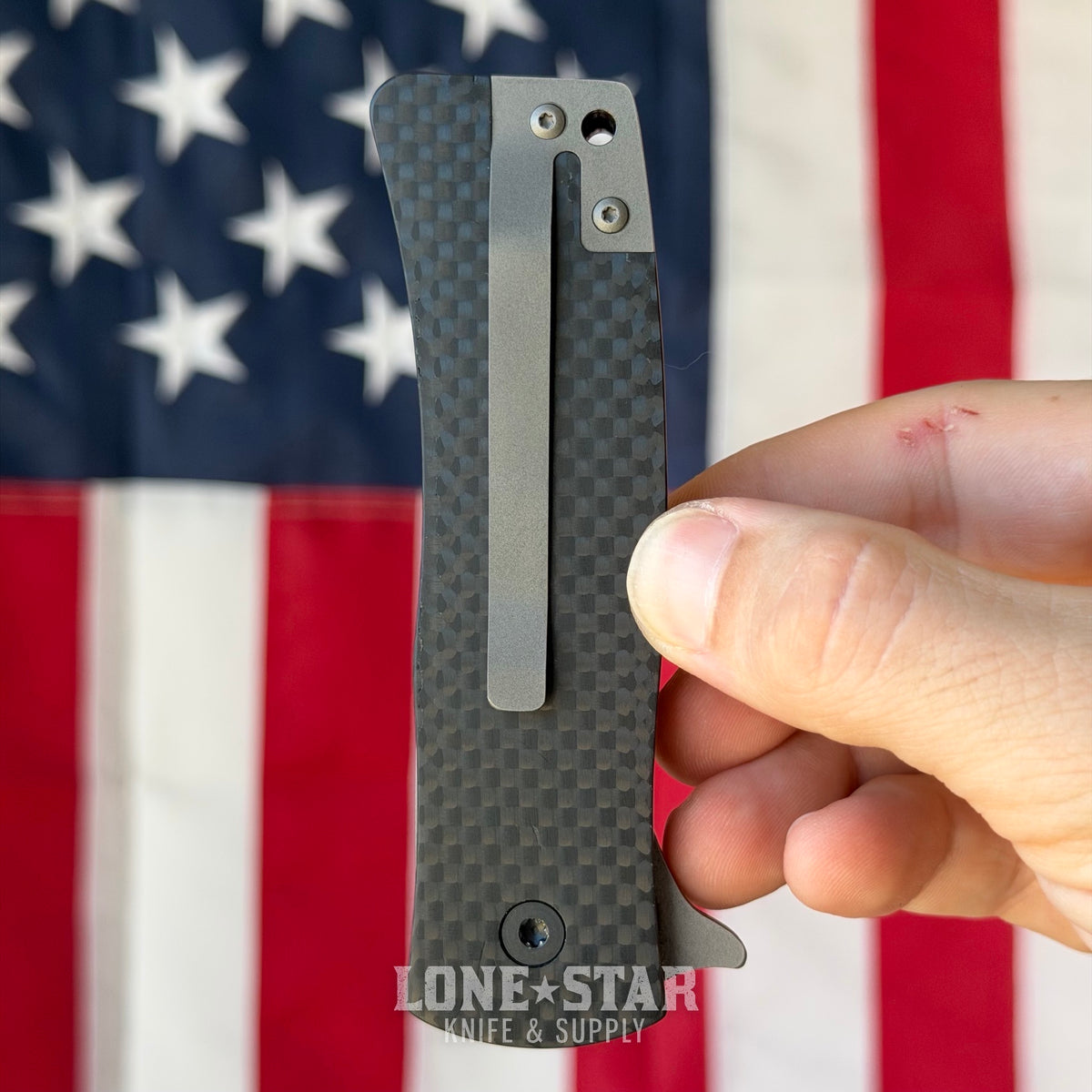 The Back Door: Les Adams EOD Flipper - 3.4" 154CM, Carbon Fiber, Separated Backspacer - Made in USA (Trade In)