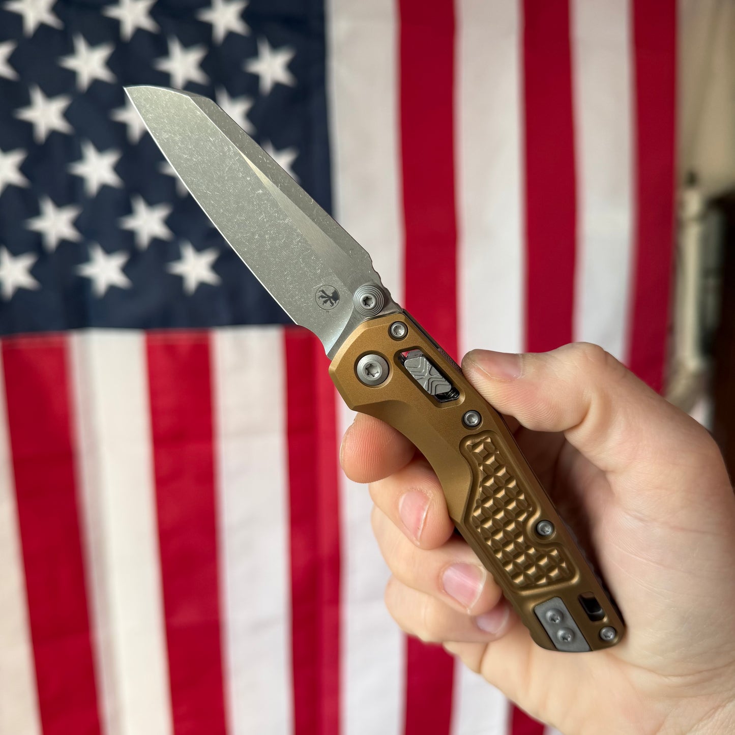 Microtech MSI Mini RAM-LOK Knife, Apocalyptic Finish, Standard Frag Tan Aluminum, 3.25″ Blade, Made in USA (210M-10APFRTA)