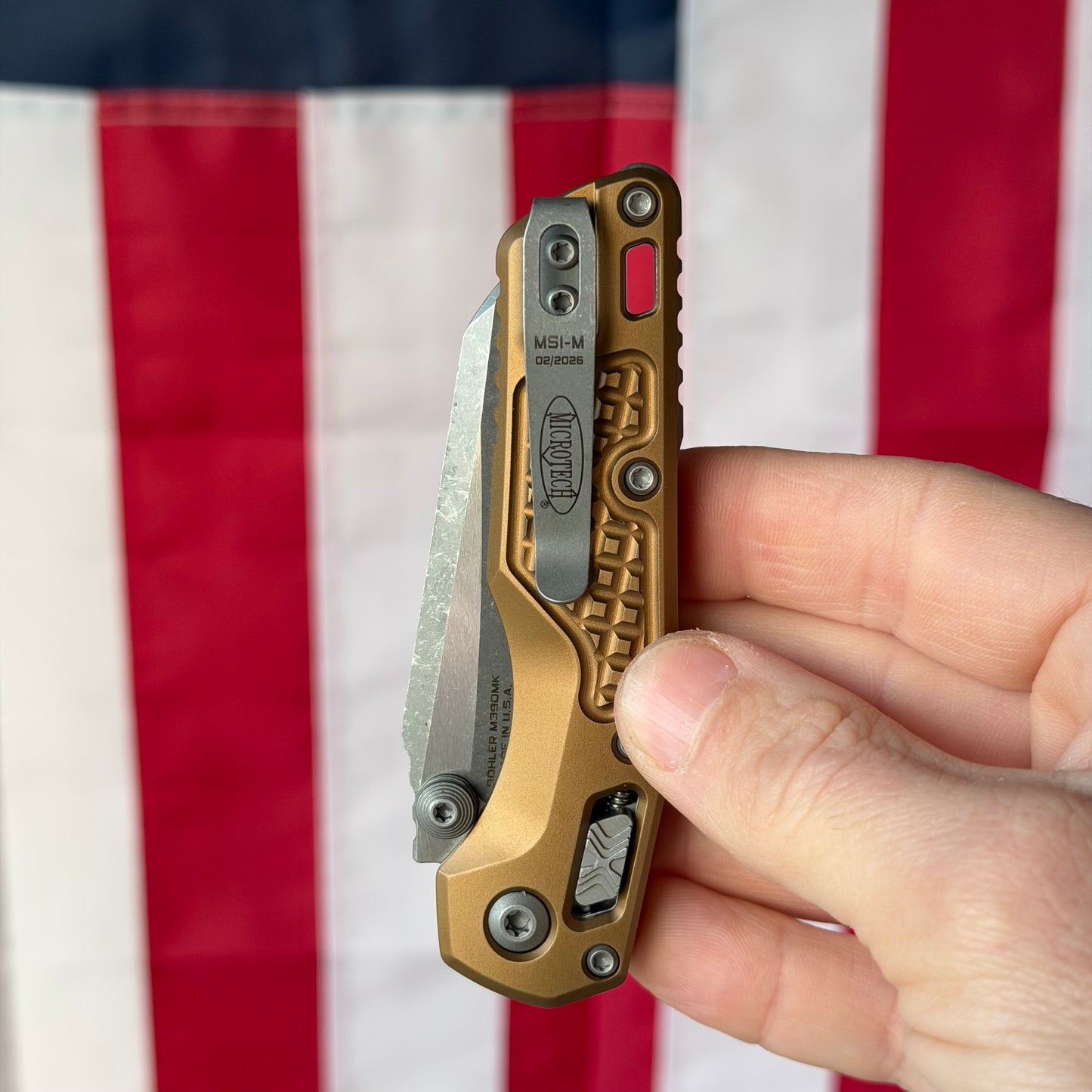 Microtech MSI Mini RAM-LOK Knife, Apocalyptic Finish, Standard Frag Tan Aluminum, 3.25″ Blade, Made in USA (210M-10APFRTA)