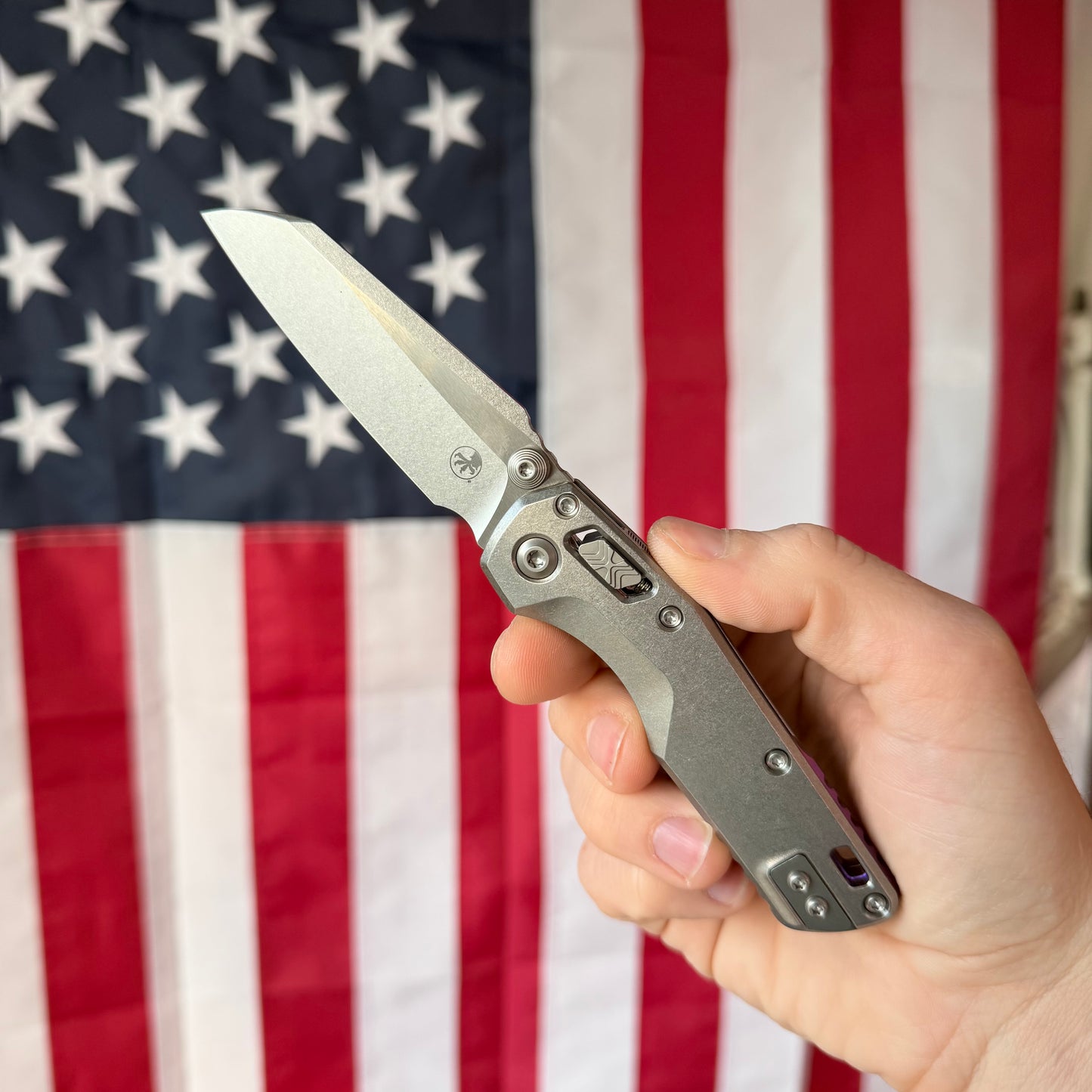 Microtech MSI Mini RAM-LOK Marfione Select, Stonewash Blade, Smooth Titanium Slab Side with Purple Accents, 3.25″, Made in USA (210M-10MS4)
