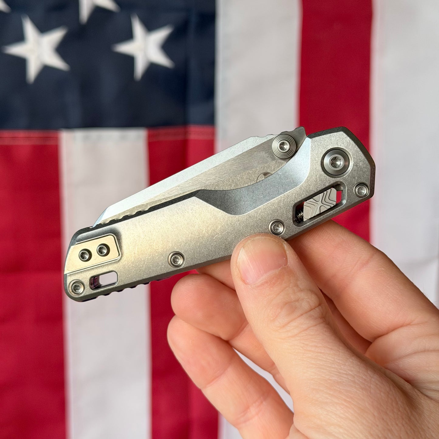 Microtech MSI Mini RAM-LOK Marfione Select, Stonewash Blade, Smooth Titanium Slab Side with Purple Accents, 3.25″, Made in USA (210M-10MS4)